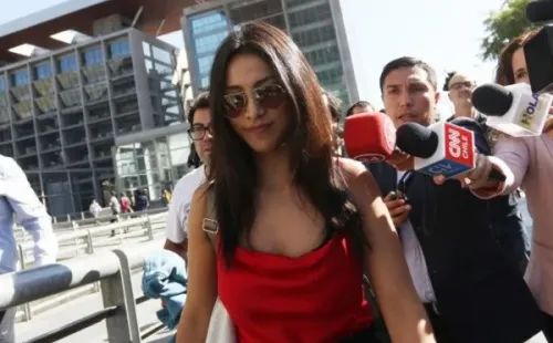 Loreto Aravena llegando al Centro de Justica en abril de 2019.