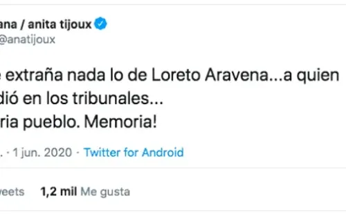La publicación de Ana Tijoux en Twitter que avivó la conversación entre Héctor Morales y Loreto Aravena.