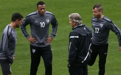 Manuel Pellegrini y Júlio Baptista en el Malaga