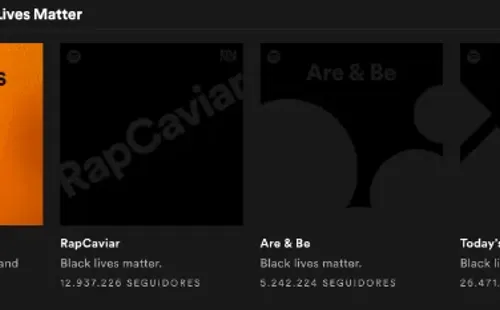 El inicio de Spotify por el Blackout Tuesday.
