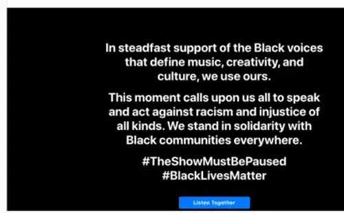 El inicio de Apple Music por el Blackout Tuesday.