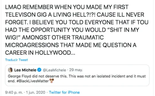 El momento en que Samantha Ware citó el tuit sobre George Floyd de Lea Michele.