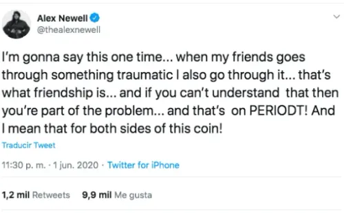 La publicación de Alex Newell a propósito de lo que dijo Ware sobre Lea Michelle.
