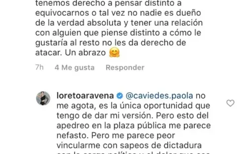 Loreto Aravena reacciona ante cuestionamientos por acusaciones de Héctor Morales.