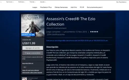 Tres Assassin’s Creed por $8.697 en PS4