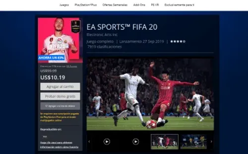 FIFA 20 a $7.920 en PS4