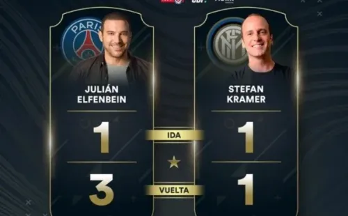 Así quedó la llave de cuartos de final del Torneo eSports Celebrity, con el triunfo de Julián Elfenbein junto a su hijo Benjamín ante Stefan Kramer.