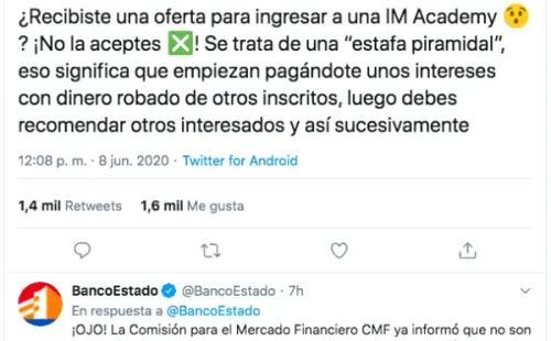 La publicación de BancoEstado sobre el “emprendimiento” asociado a Karol Lucero.