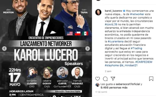 Una de las publicaciones asociadas aMastery IM Academy que promovió Karol Lucero.
