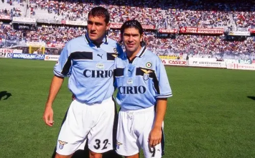 Marcelo Salas junto al Christián Vieri en la Lazio (Getty Images)