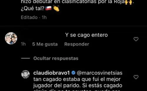 La respuesta de Claudio Bravo se llenó de likes rápidamente.