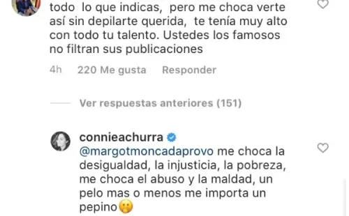 Las reacciones de Connie Achurra a los comentarios en Instagram. (2)