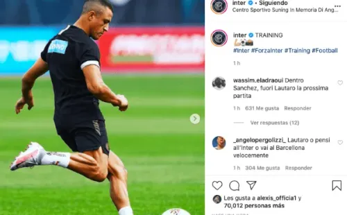 Los hinchas del Inter llenaron el Instagram del club con el nombre de Alexis Sánchez, al que piden de titular por Lautaro Martínez.