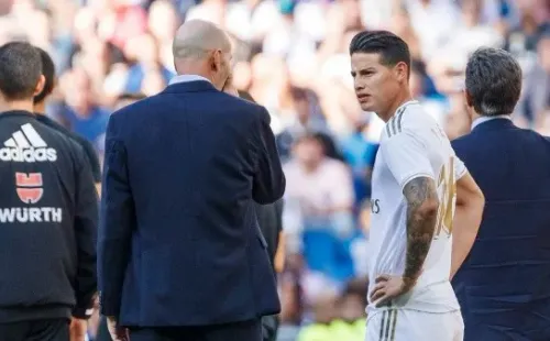 James y Zidane, una relación fría que ha terminado con el colombiano sin chances en el Real Madrid (Getty Images)