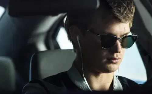 Ansel Elgort en “Baby Driver”, de 2017.