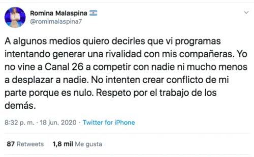 La primera reacción de la ex chica reality Romina Malaspina ante el escándalo.