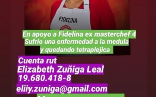 La campaña que se ha impulsado desde los participantes de “Masterchef Chile” para apoyar a Fidelina.