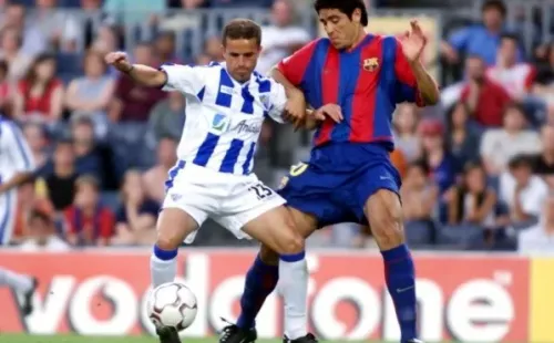 Juan Román Riquelme en su fallido paso por el Barcelona (Getty Images)