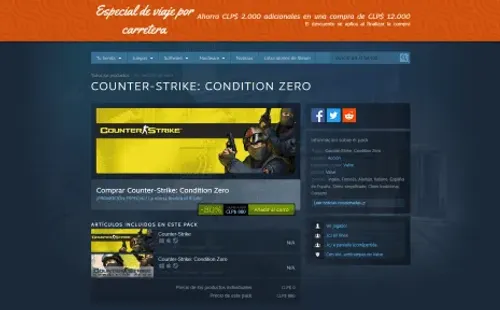 Counter-Strike 1,6 y Condition Zero a $880 en Steam