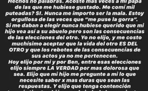 Las palabras de Gianinna Maradona en sus redes sociales tras el video de su padre.
