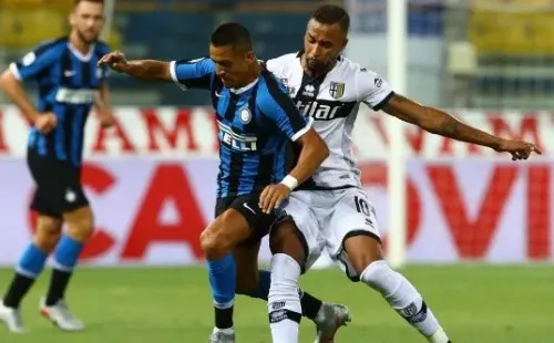 during the Serie A match between Parma Calcio and FC Internazionale at Stadio Ennio Tardini on June 28, 2020 in Parma, Italy.-Not Released (NR)