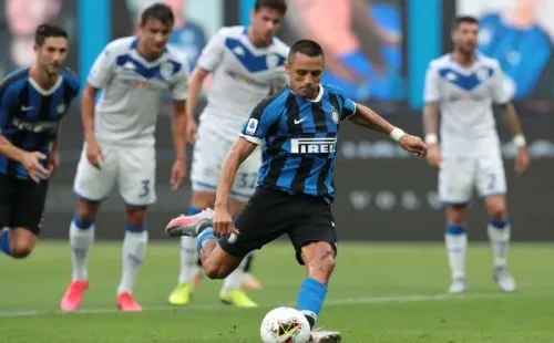 during the Serie A match between FC Internazionale and Brescia Calcio at Stadio Giuseppe Meazza on July 1, 2020 in Milan, Italy.-Not Released (NR)