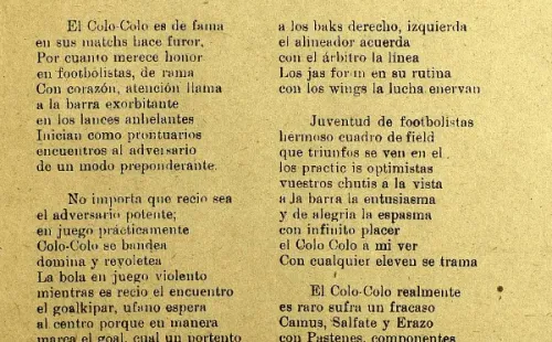El histórico documento a Colo Colo rescatado por La Lira Popular.