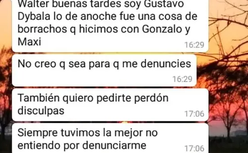 Whatsapp mostrado por Nieves que acredita sus dichos contra Dybala (Infobae)