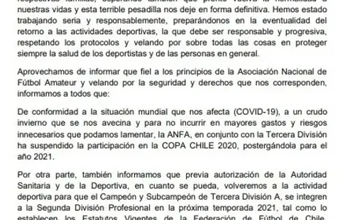 El comunicado de la Tercera División.
