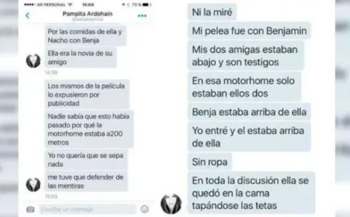 Detalle de los mensajes que publicó Brey sobre el “episodio motorhome” de Pampita y Benjamín Vicuña.