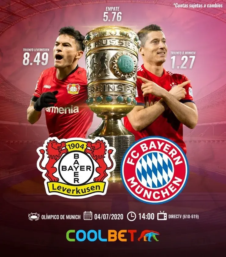 Estas son las cuotas para que te la juegues en la gran final de la Copa de Alemania, entre Charles Aránguiz y el Bayer Leverkusen, ante Bayern Múnich.