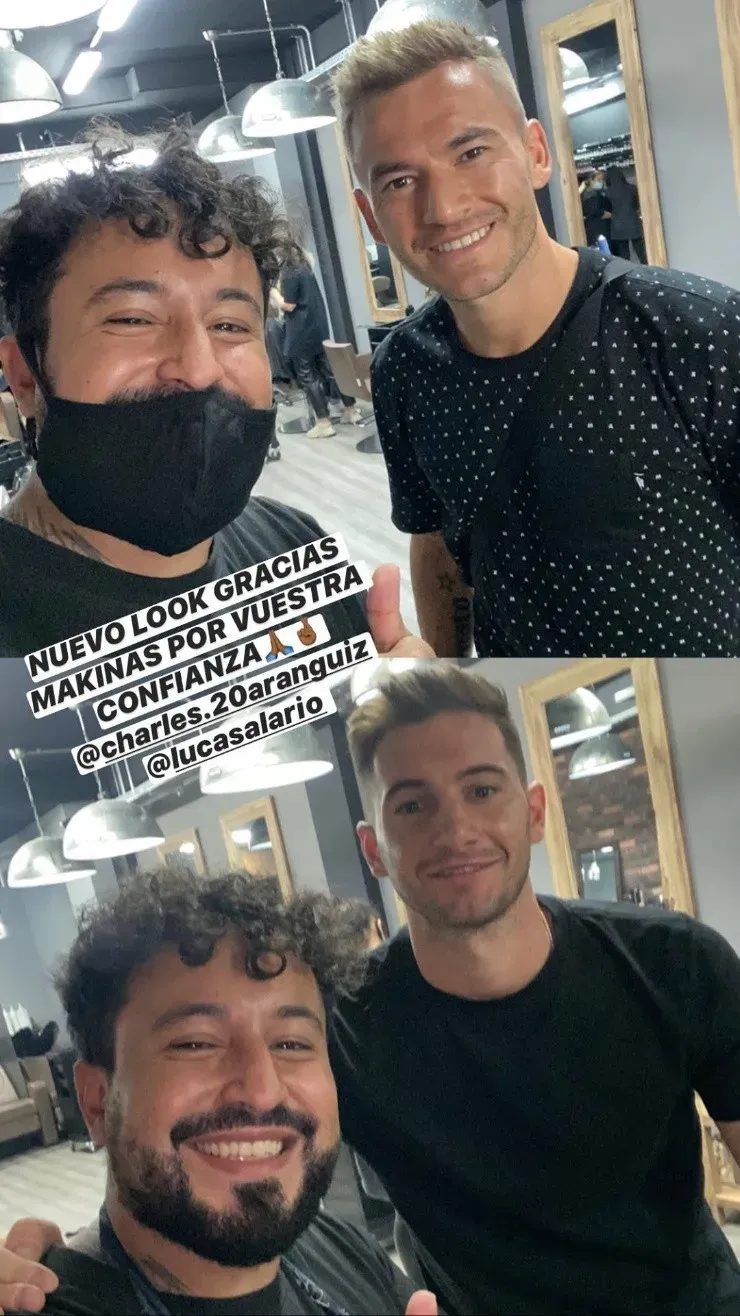 Charles Aránguiz y Lucas Alario posaron con el nuevo look que se imprimieron en Alemania (Instagram)