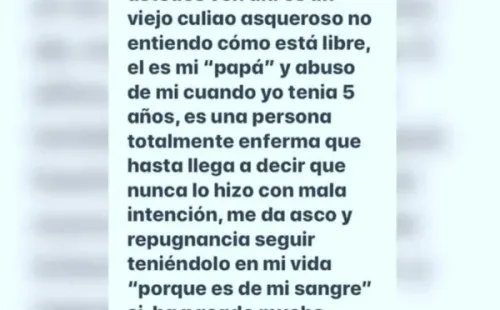 Una parte del mensaje publicado por la hermana de Catalina Palacios.