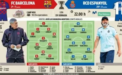 Vidal es titular en la formación proyectada por Diario Sport de Barcelona