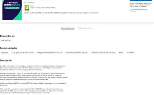 La publicación en la Microsoft store.