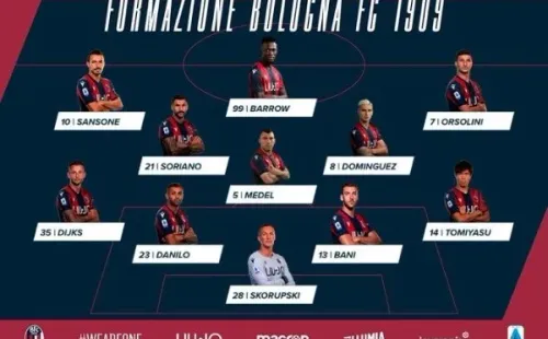 La formación del Bologna de Gary Medel.
