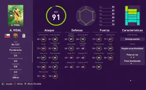 Arturo Vidal de 91 de media