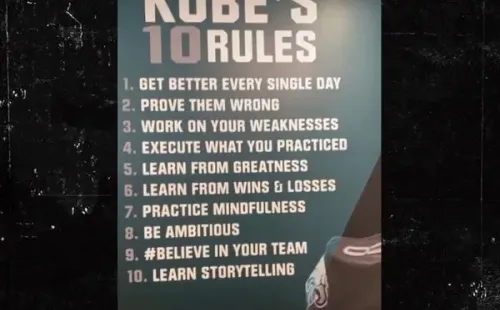 Los Eagles de Philadelphia pusieron los Diez Mandamientos de Kobe en su lugar de entrenamiento.