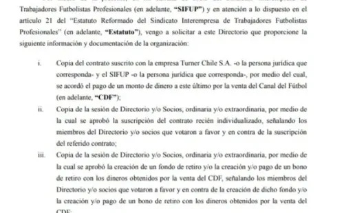 Carta de Claudio Bravo al SIFUP (Claudio Bravo)