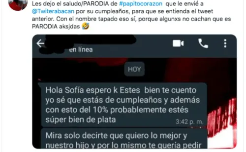 El tuit de @ignaciomvsqz en el que incluyó el pantallazo de labroma porla pensión alimenticia y el retiro del 10%.