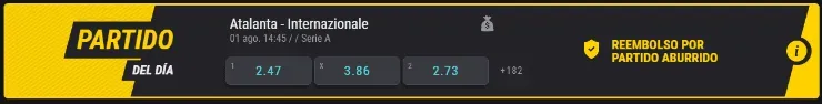 Por si fuera poco, el partido de Atalanta con Inter de Milán es para Coolbet el partido del día, por lo que tendrás novedades al momento de jugar.