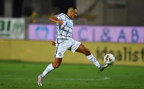 during the Serie A match between Atalanta BC and FC Internazionale at Gewiss Stadium on August 1, 2020 in Bergamo, Italy.-Not Released (NR)