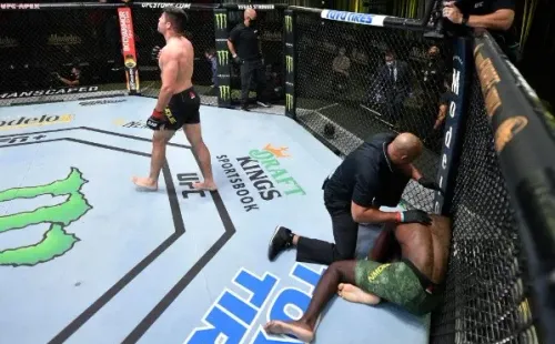 Randy Brown no tuvo respuesta en varios segundos tras el tremendo KO que le propinó Vicente Luque. Foto: Getty Images
