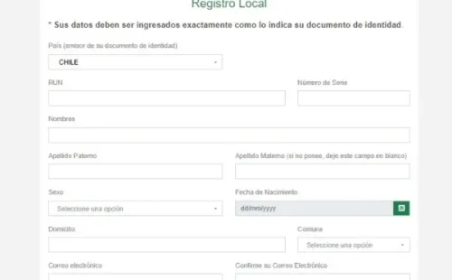 Así es el formulario para crear una cuenta local en Comisaría Virtual