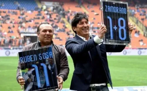 Rubén Sosa e Iván Zamorano son homenajeados por el Inter de Milan (Getty Images)
