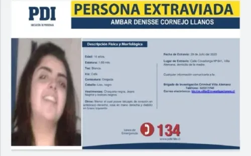 La alerta de la PDI por Ámbar Cornejo.