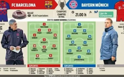 Diario Sport y Arturo Vidal titular en la formación contra Bayern Múnich.