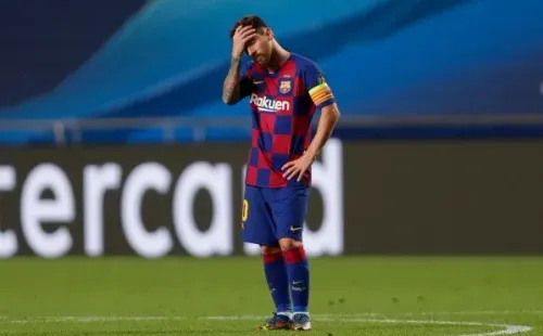 Messi no puede creer lo que pasó ante el Bayern (Getty Images)