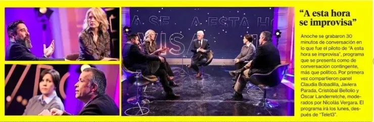 Hace unos días, el diario La Segunda publicó imágenes de la grabación del piloto de “A esta hora se improvisa”, que se estrenará este lunes 17 de agosto.