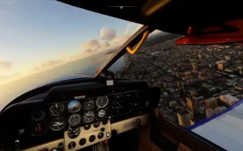 Así se ve Viña del Mar al interior del avión en Microsoft Flight Simulator.